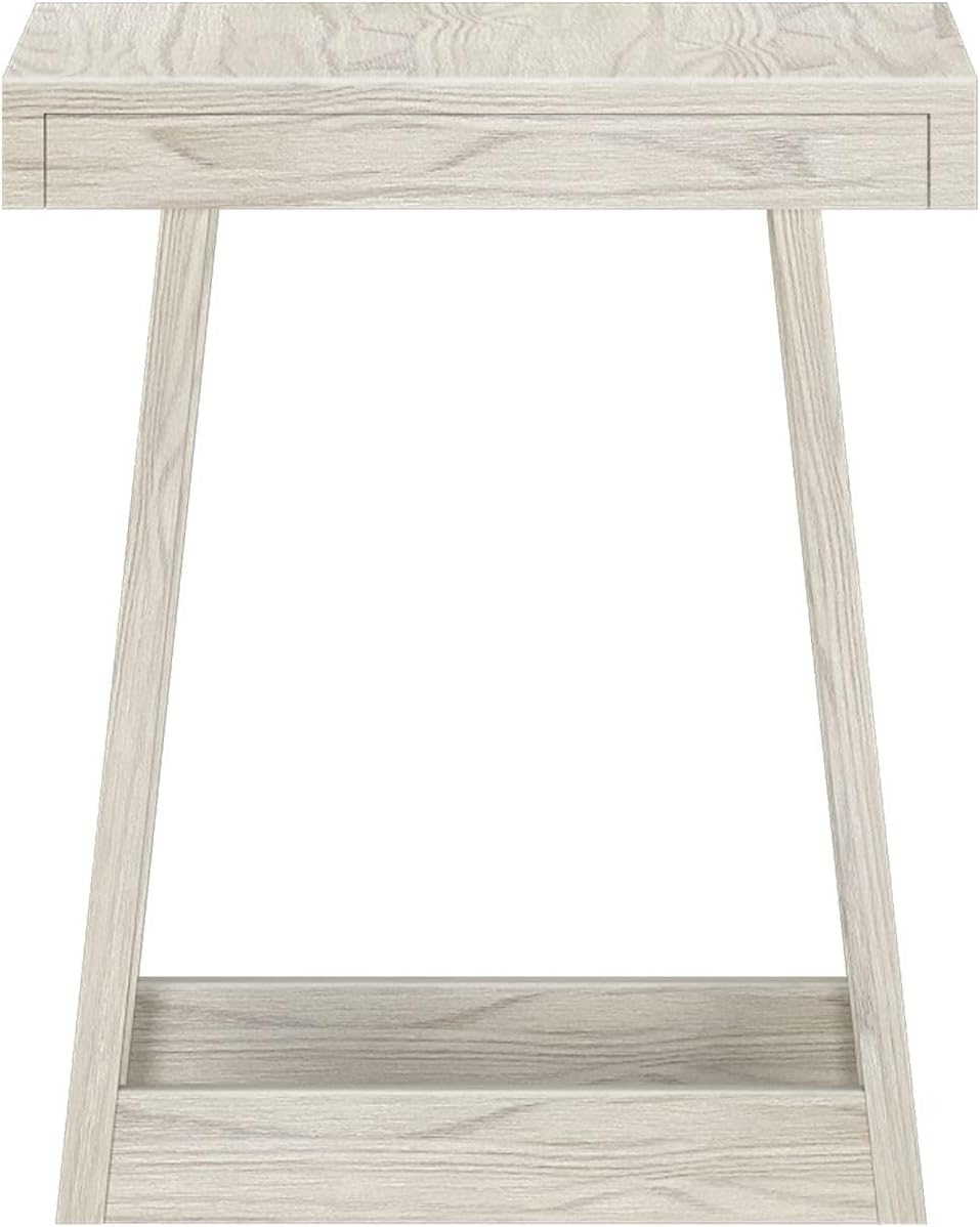 Classic White Wood Nightstand with Open Shelf – 20" Square Design