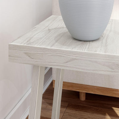 Classic White Wood Nightstand with Open Shelf – 20" Square Design