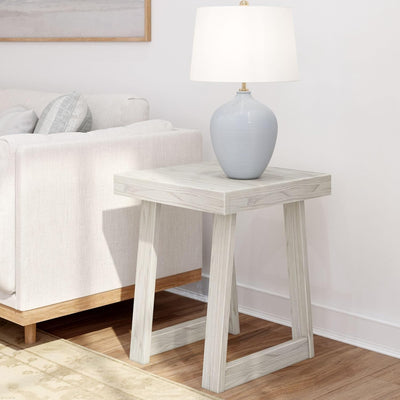 Classic White Wood Nightstand with Open Shelf – 20" Square Design