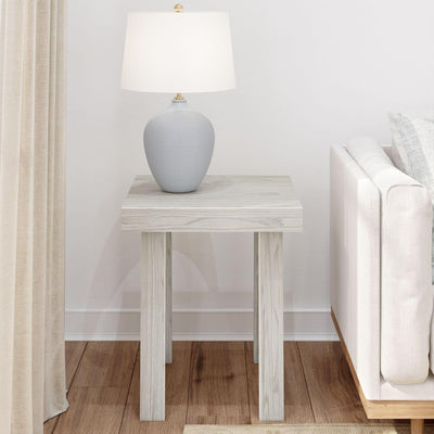 Classic White Wood Nightstand with Open Shelf – 20" Square Design